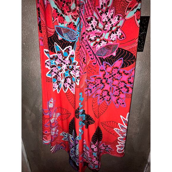 Chico’s  Red  Floral  Sleeveless  Front Twist  Jagged Hem  Maxi  Dress  Medium - Picture 8 of 9